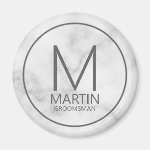 Aimant Marbre Moderne Personnalisé Monogramme&Nom Groomsm