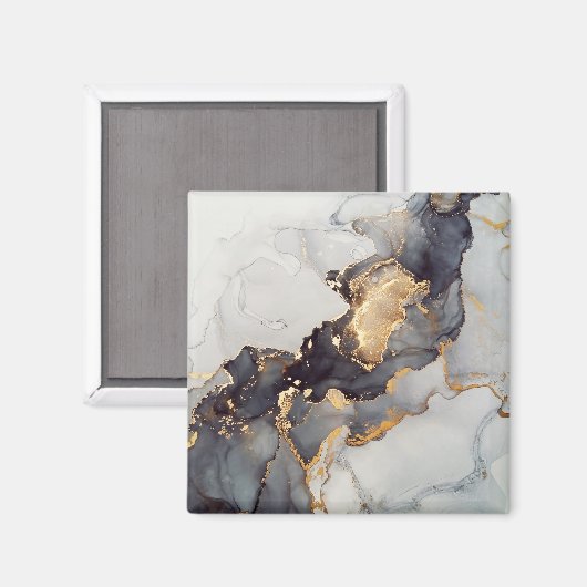 Aimant Marbre noir blanc or (Recto/Verso)