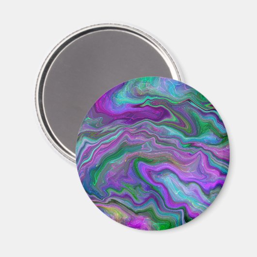 Aimant Marbre pourpre, bleu et vert Art Abstrait (Recto/Verso)