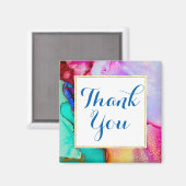 Aimant Marbre rose violet vert Abstrait Aquarelle (Recto/Verso)