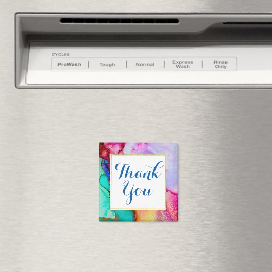 Aimant Marbre rose violet vert Abstrait Aquarelle (In Situ (Lave-vaisselle))