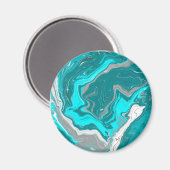 Aimant Marbre turquoise et Turquoise Fluid Art (Recto/Verso)