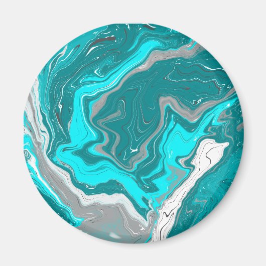 Aimant Marbre turquoise et Turquoise Fluid Art (Devant)