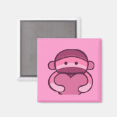 Aimant Marchandise de Singe de Saint Valentin rose (Recto/Verso)