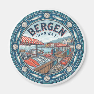 Aimant Marché aux poissons de Bergen Quais du port Norvèg