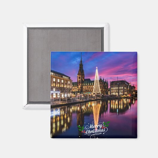 Aimant Marché de Noël de Hambourg (Recto/Verso)