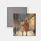 Aimant Marche nocturne confortable pour un couple lesbien (Recto/Verso)