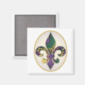 Aimant Mardi Gras Bead Fleur de lis (Recto/Verso)