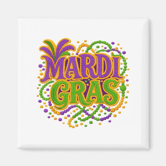 Aimant Mardi Gras Carnaval Fat Tuesday Latch Hook Fil à C (Devant)