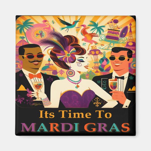 Aimant Mardi Gras Cocktail Futur Du Milieu Du Siècle (Devant)