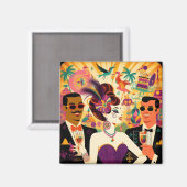 Aimant Mardi Gras Cocktail Futur Du Milieu Du Siècle (Recto/Verso)