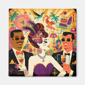 Aimant Mardi Gras Cocktail Futur Du Milieu Du Siècle (Devant)