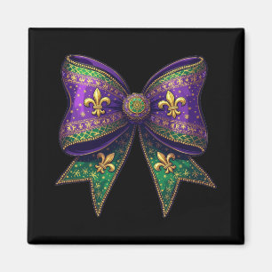 Aimant Mardi Gras Coquette Bow Festival Elegance Carnival