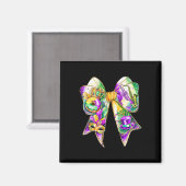 Aimant Mardi Gras Coquette Bow Gros Mardi Nouvelle-Orléan (Recto/Verso)