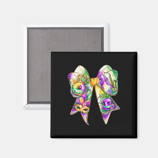 Aimant Mardi Gras Coquette Bow Gros Mardi Nouvelle-Orléan (Recto/Verso)