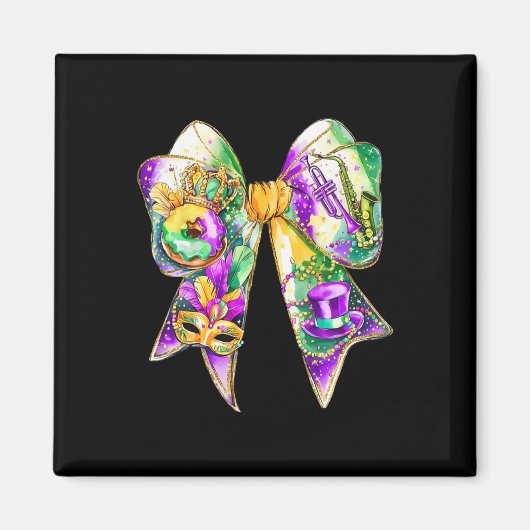 Aimant Mardi Gras Coquette Bow Gros Mardi Nouvelle-Orléan (Devant)