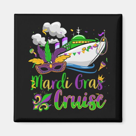 Aimant Mardi Gras Cruise Cruise Mask Cruise Party (Devant)