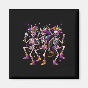 Aimant Mardi Gras Danser Skeleton Drôle