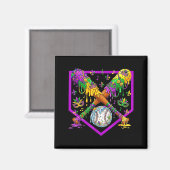 Aimant Mardi Gras de glace de baseball mignon (Recto/Verso)