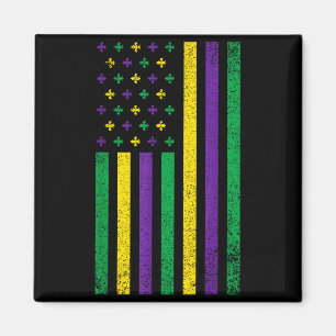 Aimant Mardi Gras Drapeau Américain Carnaval Patriotique