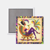 Aimant Mardi Gras Femme Au Milieu Du Siècle Avec Martini (Recto/Verso)