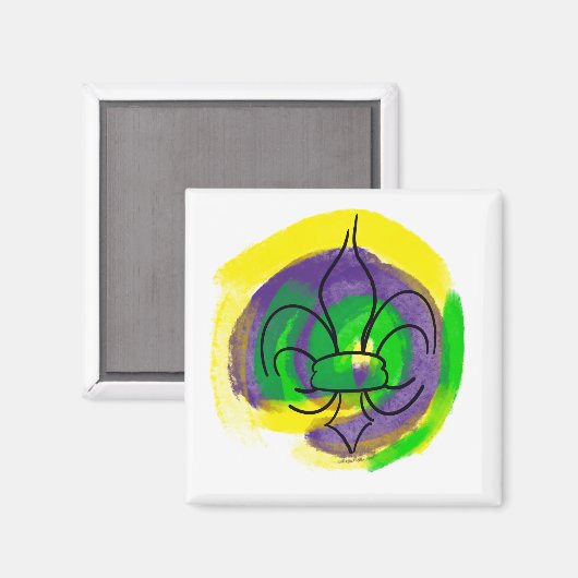 Aimant Mardi Gras Fleur De Lis (Recto/Verso)