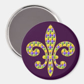 Aimant Mardi Gras perle Fleur de lis (Recto/Verso)