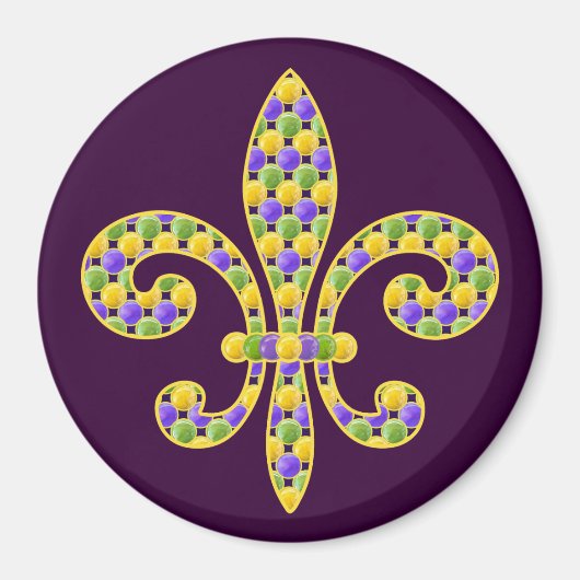 Aimant Mardi Gras perle Fleur de lis (Devant)