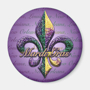 Aimant Mardi Gras perle Fleur de lis 2