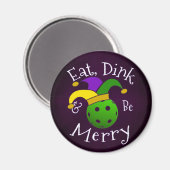 Aimant Mardi Gras Pickleball Eat Dink Be Joyeux (Recto/Verso)