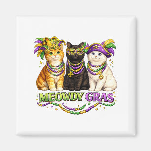 Aimant Mardi Gras pour les amoureux des chats, Drôle, Meo