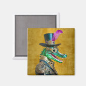 Aimant Mardi Gras Steampunk Party Animal Alligator (Recto/Verso)
