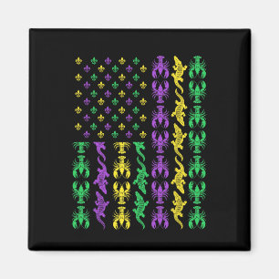 Aimant Mardi Gras Usa Drapeau américain Alligator Ma