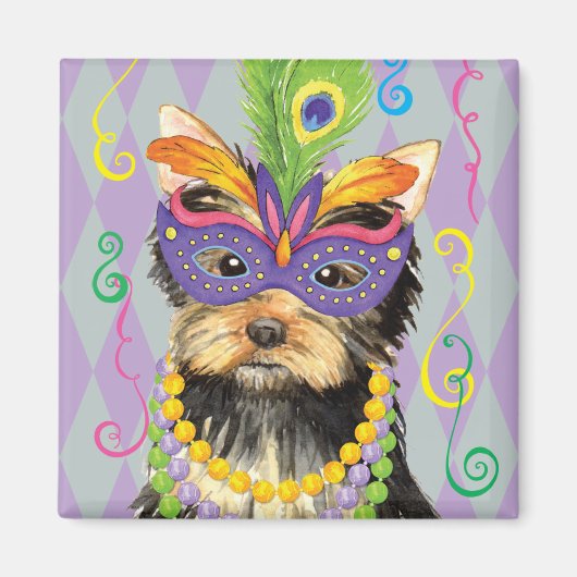 Aimant Mardi Gras Yorkie (Devant)
