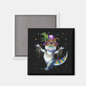 Aimant Mardigator drôle Carnaval d'alligator de Mardi Gra (Recto/Verso)