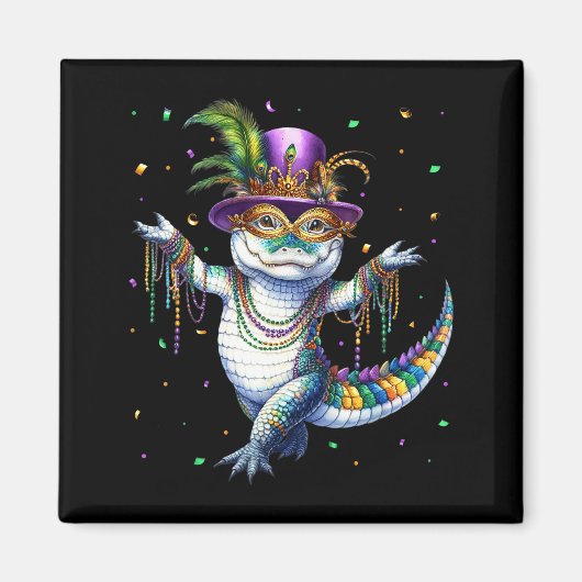 Aimant Mardigator drôle Carnaval d'alligator de Mardi Gra (Devant)