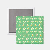 Aimant Marguerite Motif Jaune & Blanc sur Vert (Recto/Verso)