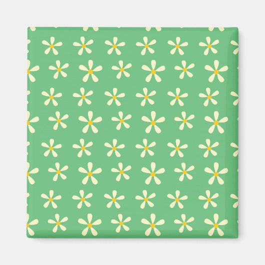 Aimant Marguerite Motif Jaune & Blanc sur Vert (Devant)