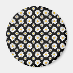 Aimant Marguerites blanches sur fond noir