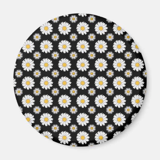Aimant Marguerites blanches sur fond noir (Devant)