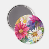 Aimant Marguerites Gerbera multicolores (Recto/Verso)