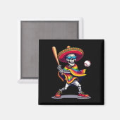 Aimant Mariachi Skeleton Baseball Cinco De Mayo Mexicain (Recto/Verso)