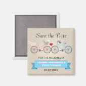Aimant Mariage à deux vélos Enregistrer la date (Recto/Verso)