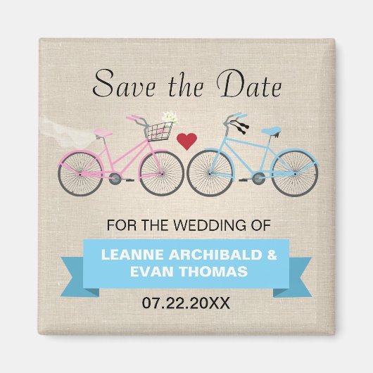 Aimant Mariage à deux vélos Enregistrer la date (Devant)