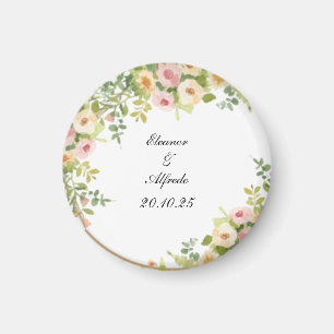 Aimant Mariage à la rose aquarelle