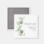 Aimant Mariage à l'écriture à l'aquarelle Eucalyptus Mode (Recto/Verso)