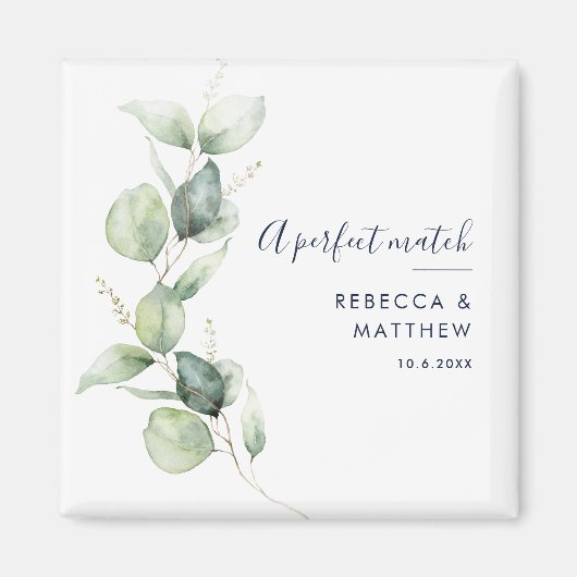 Aimant Mariage à l'écriture à l'aquarelle Eucalyptus Mode (Devant)