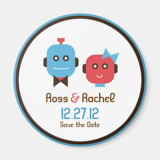 Aimant Mariage à thème robot mignonne Enregistrer la date (Devant)