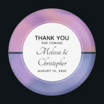 Aimant Mariage Abstrait moderne violet et rose<br><div class="desc">Un aimant de remerciement mariage avec un arrière - plan design et moderne. Couleurs roses et violettes tourbillonnant autour créant un élégant effet dégradé. Un cercle superposé avec votre texte à l'intérieur.</div>