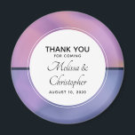 Aimant Mariage Abstrait moderne violet et rose<br><div class="desc">Un aimant de remerciement mariage avec un arrière - plan design et moderne. Couleurs roses et violettes tourbillonnant autour créant un élégant effet dégradé. Un cercle superposé avec votre texte à l'intérieur.</div>